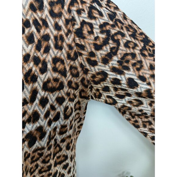 Susan Graver Womens Leopard Print Open Long Cardigan Size XLP Pockets Stretch - Picture 4 of 15